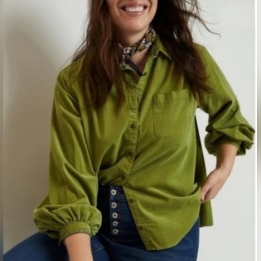 Pilcro Sigourney Corduroy Balloon Sleeve Top